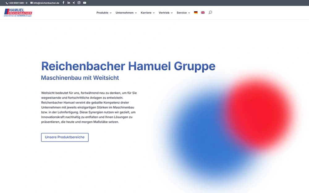 Die neue Landing Page der Reichenbacher Hamuel Gruppe