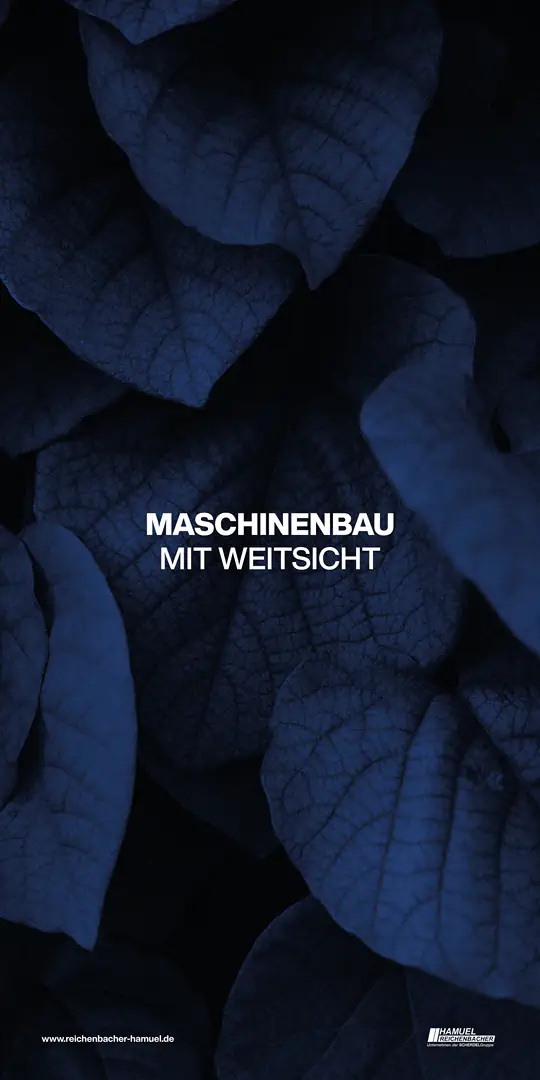 Entwurf eines Handtuchs mit Freizeitmotiv und Claim »Maschinenbau mit Weitsicht«