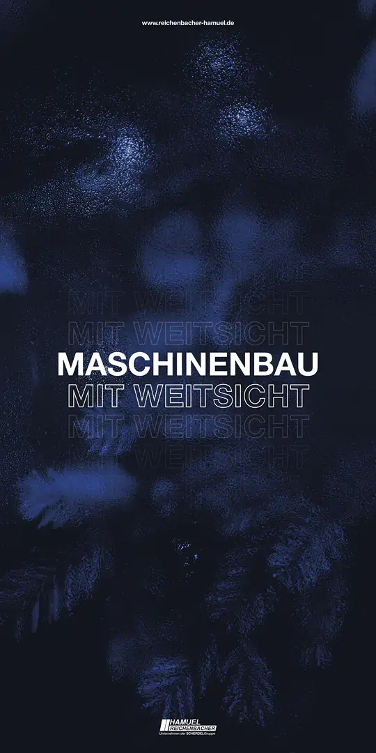 Entwurf eines Handtuchs mit Freizeitmotiv und Claim »Maschinenbau mit Weitsicht«