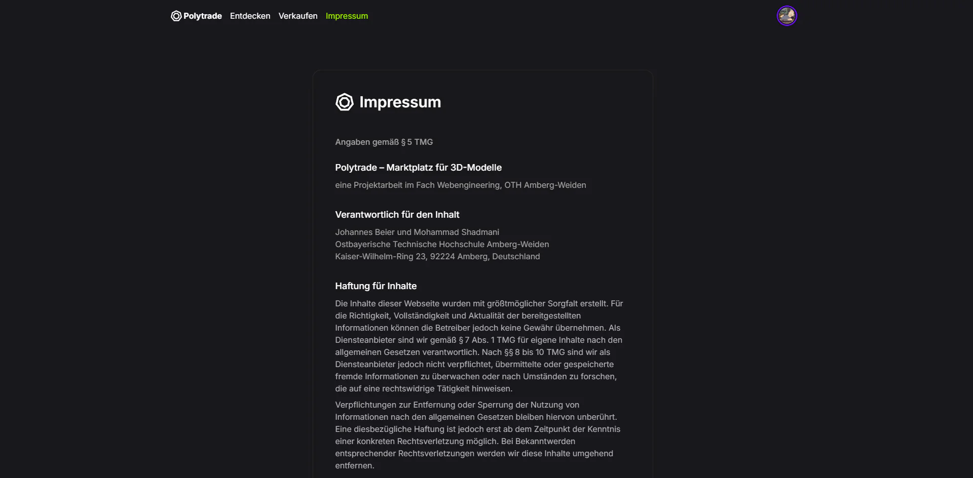 Beispielhaftes Impressum.